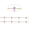 Ion Plating(IP) Stainless Steel Satellite Chains, with Enamel Beads and Spool, Soldered, Long-Lasting Plated, Flat Round, Golden, Lilac, 1.5x1.2x0.3mm, about 32.8 Feet(10m)/roll