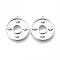 Brass Micro Pave Clear Cubic Zirconia Pendants, Nickel Free, Disc, Platinum, 22x19.5x2mm, Hole: 1.2mm