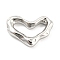 Non-Tarnish 304 Stainless Steel Linking Rings, Irregular Heart, Hammered, Stainless Steel Color, 14x20x4mm, Inner Diameter: 6.5x14mm