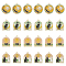 24Pcs 4 Styles Alloy Enamel Pendants, Arch & Flat Round with Cat Pattern, Light Gold, Mixed Color, 25x17.5~22x1~1.5mm, Hole: 1.6mm, 6pcs/style