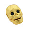 Brass Micro Pave Cubic Zirconia Beads, Cadmium Free & Nickel Free & Lead Free, Skull, Light Gold, 9x9.5x7.5mm, Hole: 2mm, 3pcs/bag