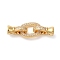 Brass Micro Pave Clear Cubic Zirconia Fold Over Clasps, Cadmium Free & Nickel Free & Lead Free, Long-lasting Plated, Real 18K Gold Plated, 30mm, Hole: 4mm