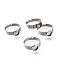 Non-Tarnish Adjustable 304 Stainless Steel Finger Rings Components, Pad Ring Base Findings, Flat Round, Stainless Steel Color, Tray: 6mm, 17.5mm