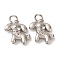 Brass Micro Pave Cubic Zirconia Charms, Dog, with Jump Ring, Long-Lasting Plated, Cadmium Free & Lead Free, Rack Plating, Platinum, 13.5x14x4.5mm, Hole: 3mm