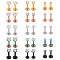 30Pcs 15 Style Cubic Zirconia Lip Rings, Stainless Steel Flat Back Studs Tragus Cartilage Lip Piercing Jewelry, Mixed Color, 8.5~9.5x4mm, 2pcs/style