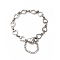 Tarnish Resistant 304 Stainless Steel Heart Link Chain Bracelets for Women, with Magnetic Clasps, Stainless Steel Color, 7-7/8 inch(20cm)