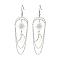 Moon & Sun Alloy Chandelier Earrings, Glass Long Drop Earrings, Platinum, 79.5x22mm