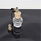 Empty Glass Perfume Bottle Pendants, Aromatherapy Fragrance Essential Oil Diffuser Bottle, with Coffee Color Cord, Car Hanging Decor, with Wood Lid, Crown, 5x3.5cm, Capacity: 13ml(0.44fl. oz)
