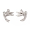 Brass Micro Pave Cubic Zirconia Bird Pendants, with Jump Ring, Cadmium Free & Nickel Free & Lead Free, Swallow Charms, Platinum, 22x21.5x3mm, Hole: 3mm