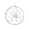 Natural Cultured Freshwater Pearl Pendants, Flat Round Brass Web/Net Charms, Silver, 40x35.5x6mm, Hole: 2mm