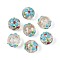 Luminous Handmade Gold Sand Lampwork Beads, Round with Flower, with Enamel, Glow in the Dark, Sky Blue, 11.5~13.5mm, Hole: 1.2~1.6mm
