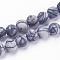 Natural Black Silk Stone/Netstone Beads Strands, Frosted, Round, 6mm, Hole: 1mm, about 62pcs/strand, 14.5~15 inch
