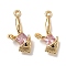 Brass Micro Pave Cubic Zirconia Pendants, Cadmium Free & Nickel Free & Lead Free, Rabbit Candy, Real 18K Gold Plated, 20.5x9.5x7mm, Hole: 1.4mm