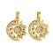 Brass Micro Pave Cubic Zirconia Pendants, Moon & Sun & Star Charms, Real 18K Gold Plated, 21.5x17.5x2.5mm, Hole: 4x2.5mm