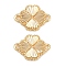 Brass Textured Connector Charms, Cadmium Free & Nickel Free & Lead Free, Heart Flower Links, Real 18K Gold Plated, 14x10x2mm, Hole: 1.2mm