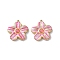 Dyed Natural White Jade Pendants, 304 Stainless Steel Enamel Flower Charms, Real 18K Gold Plated, PVD Vacuum Plating, Hot Pink, 23x22x4mm, Hole: 1.4mm