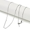 304 Stainless Steel Bar Link Necklaces, Adjustable Slider Necklaces for Women Men, Platinum, 19.69 inch(50cm)