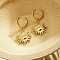 Stainless Steel Sun Dangle Earrings for Women, Real 18K Gold Plated, 23x18mm