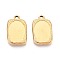 304 Stainless Steel Pendant Cabochon Settings, Ion Plating(IP), Rectangle, Real 18K Gold Plated, Tray: 17x12.5mm, 23~23.5x14.5x3mm, Hole: 2mm