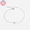 Anti-Tarnish Rhodium Plated 925 Sterling Silver Letter Cubic Zirconia Link Bracelets, Cable Chains Bracelets for Women, Letter T, 6-1/4 inch(16cm)