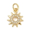 Rack Plating Brass Micro Pave Cubic Zirconia Pendants, Lead Free & Cadmium Free, Long-Lasting Plated, Sun Charms, with Jump Ring, Real 18K Gold Plated, 13x11x2.5mm