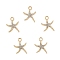Alloy Rhinestone Pendants, Starfish, Golden, 19.5x16x2mm, Hole: 2mm
