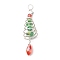Christmas Theme Copper Wired Glass Big Pendants, with Brass Star, Christmas Tree, Faceted, Silver, Red, 54~55x15mm, Hole: 4mm