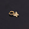 Brass Micro Pave Clear Cubic Zirconia Hoop Earrings, Golden, Butterfly, 8mm