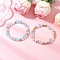 2Pcs 2 Styles Bohemia Style Natural Fossil & Freshwater Shell & Glass Beads Stretch Bracelets for Women, Round, Mixed Color, Inner Diameter: 2-1/2 inch(6.2cm), 2pcs/set