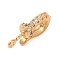Brass Micro Pave Clear Cubic Zirconia Fold Over Clasps, Cadmium Free & Nickel Free & Lead Free, Oval, Real 18K Gold Plated, 14.5x6x4.5mm, Hole: 0.9mm