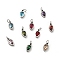 PVD Vacuum Plating304 Stainless Steel Pendants, with Cubic Zirconia and Jump Rings, Single Stone Charms, Teardrop, Golden, Mixed Color, 9.5x5x2.5mm, Hole: 3.5mm