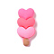 Cute Opaque Resin Decoden Cabochons, Ice Cream with Heart, Imitation Food, Hot Pink, 32x15x8mm