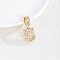 Brass Clear Cubic Zirconia European Dangle Charms, Figure Large Hole Pendants, Golden, Number 5, 20.5x13.5x4mm, Hole: 8x5mm