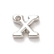 Rack Plating Brass Cubic Zirconia Beads, for Personalized Name Necklaces Making, Long-Lasting Plated, Lead Free & Cadmium Free, Alphabet, Letter X, 12x15x4.8mm, Hole: 2.7mm