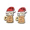 Printed Poplar Wood Pendants, Christmas Series, Hat, 40x26.5x2mm, Hole: 1.6mm