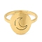 304 Stainless Steel Adjustable Rings, Flat Round with Moon, Golden, US Size 6 1/4(16.7mm)