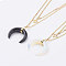 Gemstone Pendant Necklaces, with 304 Stainless Steel Findings, Cross and Double Horn/Crescent Moon, Golden, 15.9 inch(40.6cm)