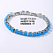 Hip-hop Brass Micro Cubic Zirconia Link Chain Bracelets for Men and Women, Deep Sky Blue, 7-5/8 inch(19.5cm)