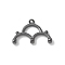 Brass Pendants, Cadmium Free & Nickel Free & Lead Free, Semi Circle Charms, Black, 12.5x19x2mm, Hole: 1mm