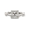 Brass Micro Pave Clear Cubic Zirconia Fold Over Clasps, Cadmium Free & Nickel Free & Lead Free, Square, Platinum, 25mm