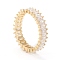 Brass Micro Pave Clear Cubic Zirconia Finger Rings, Real 18K Gold Plated, Size 9, Inner Diameter: 19mm