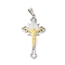 PVD Vacuum Plating 304 Stainless Steel Big Pendants, Crucifix Cross Charm, Golden & Stainless Steel Color, 56x28x6mm, Hole: 8x5mm