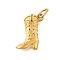 304 Stainless Steel Pendants, with Jump Ring, Ion Plating(IP), Cowboy Boots Charm, Real 14K Gold Plated, 18.5x15.5x6mm, Hole: 5x2.5mm
