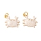 Brass Enamel Pendants, with Jump Ring, Lead Free & Cadmium Free, Long-Lasting Plated, Rack Plating, Crab Charm, Real 18K Gold Plated, White, 17x14x5.5mm, Hole: 3mm