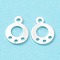 Brass Chandelier Component Links, Cadmium Free & Lead Free, Flat Round, 925 Sterling Silver Plated, 9x7x0.5mm, Hole: 1.2mm & 1mm