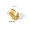 Irregular Hammered Stainless Steel Open Cuff Rings, Summer Beach, No Fading, Real 18K Gold Plated, Inner Diameter: 17mm