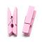Dyed Wooden Craft Pegs Clips, Pink, 35x7x10mm