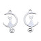 Non-Tarnish 201 Stainless Steel Pendants, Halloween Style, Moon with Cat, Stainless Steel Color, 15x10x1mm, Hole: 1.2mm