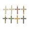 Real 18K Gold Plated Brass Micro Pave Cubic Zirconia Pendants, with Glass, Cadmium Free & Nickel Free & Lead Free, Cross, Mixed Color, 44.5x39.5x3.5mm, Hole: 3.3x3.8mm