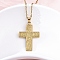 Flower Cross 304 Stainless Steel Pendant Necklaces, Ion Plating(IP), Real 18K Gold Plated, 18.11 inch(46cm)